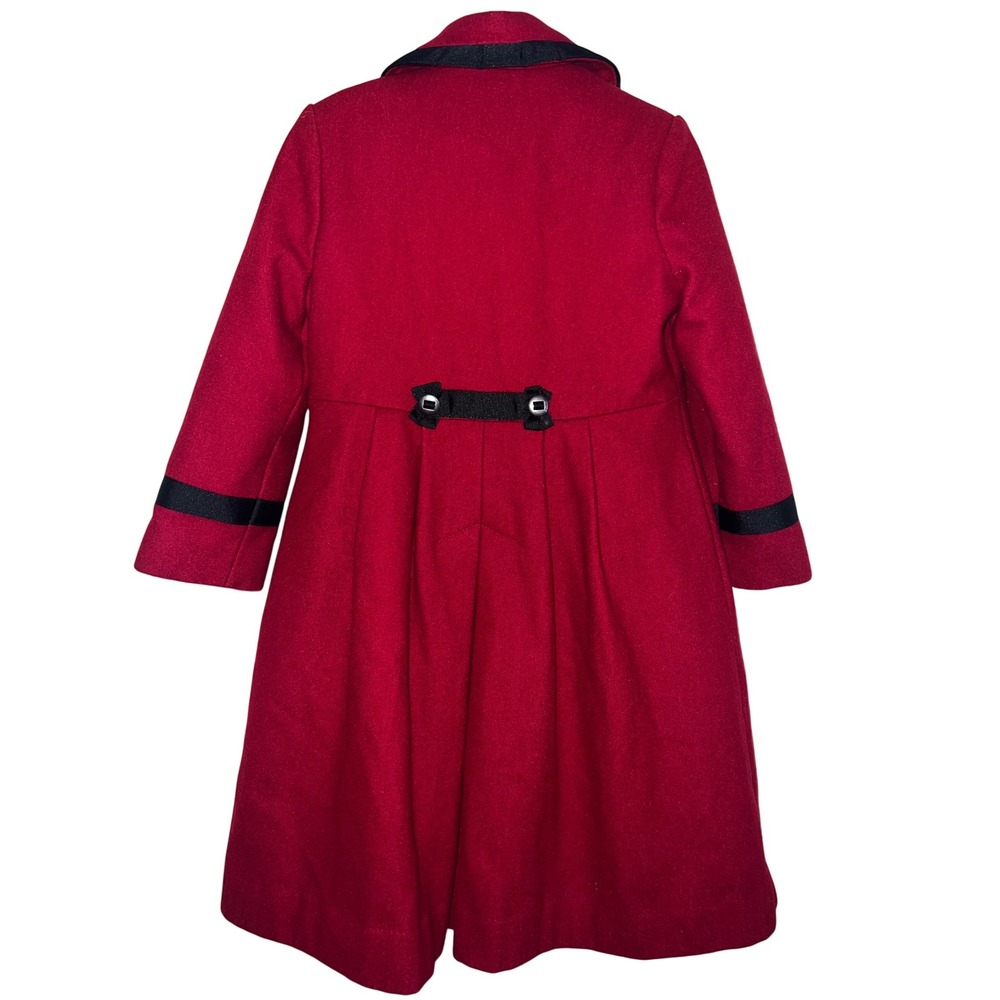 Rothschild Girls Red Wool Dress Coat Peter Pan Collar Vintage Holiday 6 - Picture 2 of 7